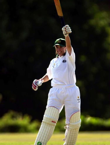 Michelle Goszko acknowledging the crowd after scoring a double century on Test debut for Australia
