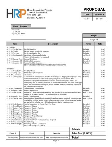 Construction Estimate