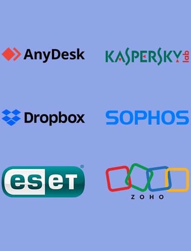AnyDesk Dropbox Eset Kaspersky Zoho