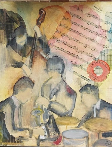 Eerbetoon aan Dave Brubeck Quarrtet, geluidsdoek