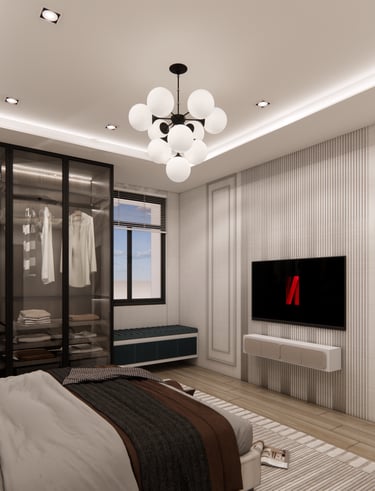 Master bedroom interior design by CASA DESIGNERS with elegant decor in Bengaluru