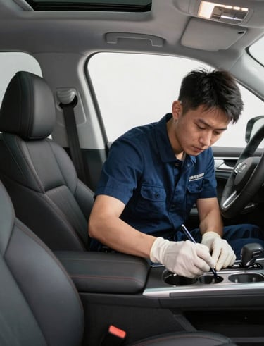 Close-up of hands fixing electrical fittings with precision tools.