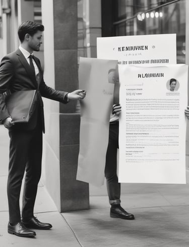 Close-up of hands typing on a keyboard with a resume on the screen.