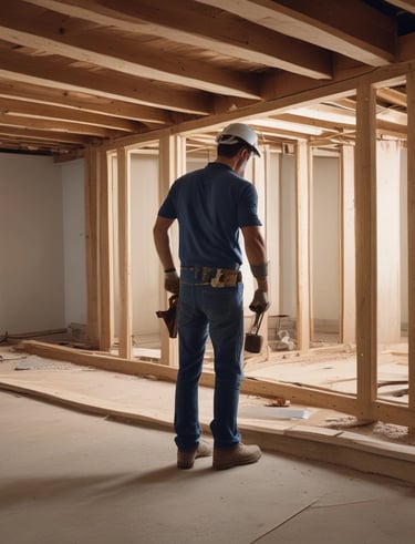 Finished bathroom remodel showcasing sleek fixtures and warm lighting.