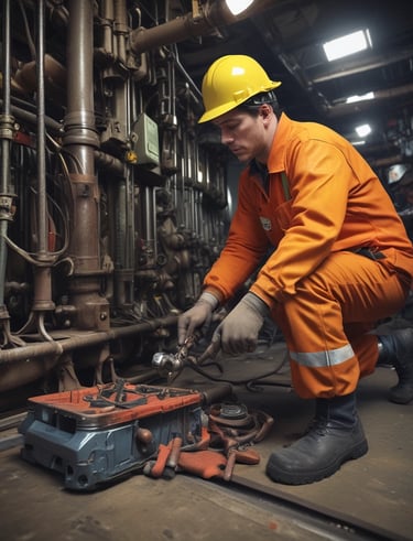A fleet of heavy equipment ready for deployment against a futuristic skyline backdrop.