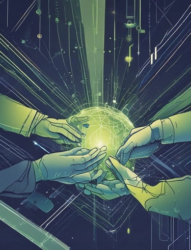 Minimalistic office setup with a notebook, coffee cup, and a tablet displaying charts.