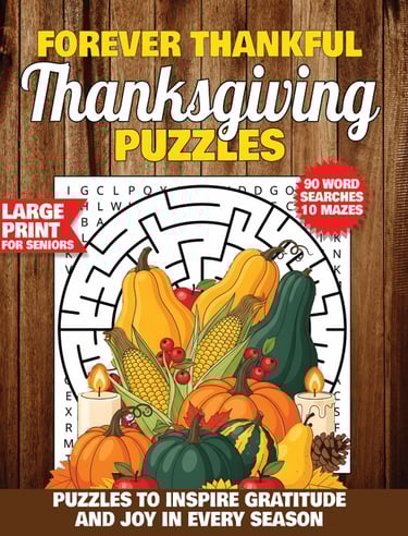 thanksgiving word search puzzles forever thankful large print holiday themed puzzle book liora onyx cover
