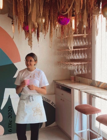 My friend working at the cafe in Sydney