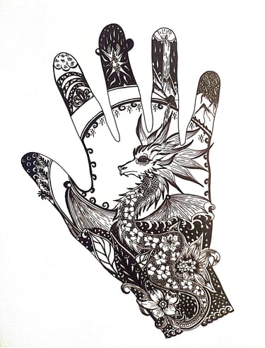 handgetekend hand draak vrouw
