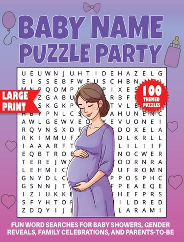 baby name word search book for baby showers gender reveals and family games large print liora onyx cover