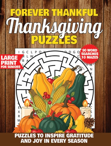 thanksgiving word search puzzles forever thankful large print holiday themed puzzle book liora onyx cover
