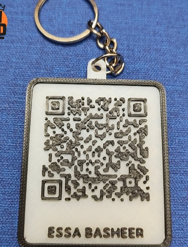 Custom 3d printed qr code keychain