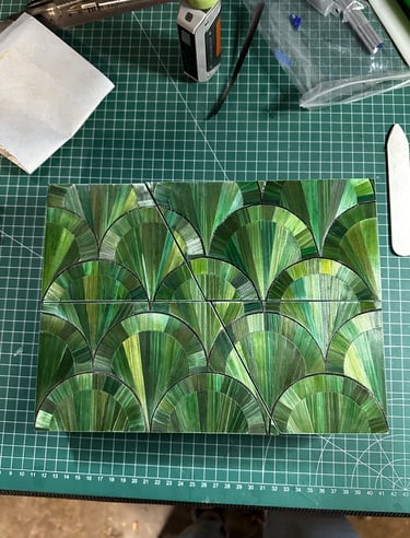 marqueterie art déco verte
