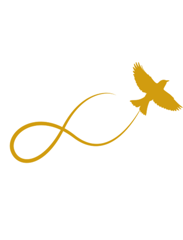 logo firmy - ptak jako symbol uwolnienia, opatrzony liczbą nieskończoność