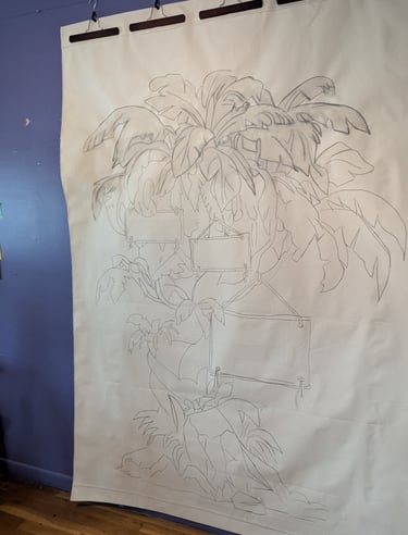 Only the ares of the art will receive gesso. Both to add teeth (or bite) so the paint can adhere well, embed the charcoal.
