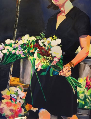 Karim's Flower Shop, 49" x 65" Acrylic on canvas. 2018