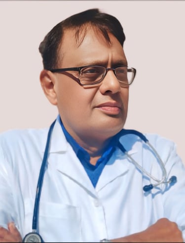 Dr. Mahesh Agrawal Dholpur- a man in a white lab coat and glasses