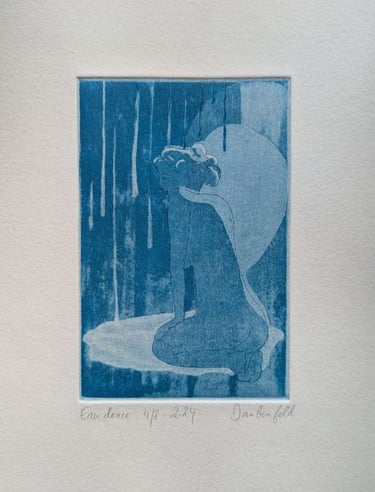 Eau douce nue gravure aquatine