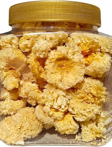 a jar of dried flowers in a jar