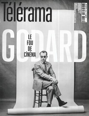 Couverture du Telerama de septembre 2022 avec une photo en noir et blanc de Godard