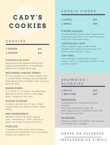 cadys cooking kyle tx cookies brownies blondies menu