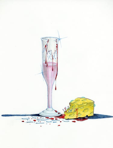 Spare Splinters, front cover, dark poetry, shattered glass, blood, moldy cheese