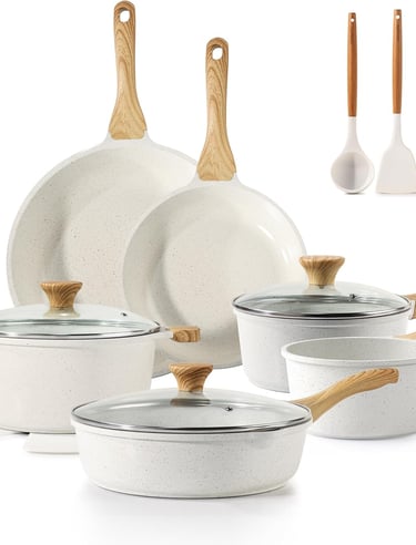 nonstick ceramic cookware set, nonstick ceramic pots and pans set, 16-piece nonstick pots and pans