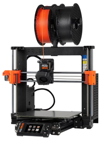 Original Prusa MK4S 3D printer in action printing a detailed model, used in Oman digital fabrication