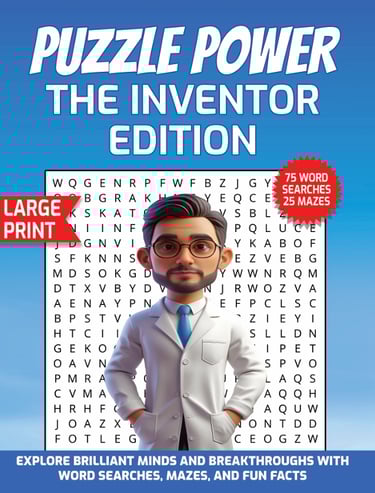 inventor word search puzzle power edition large print educational puzzles about famous inventors liora onyx cover