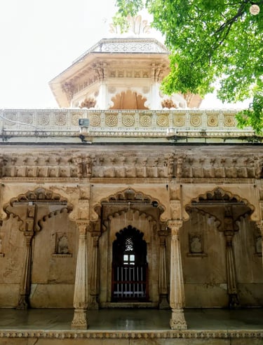 Traditional marble passageway at Badi Mahal, Udaipur City Palace.