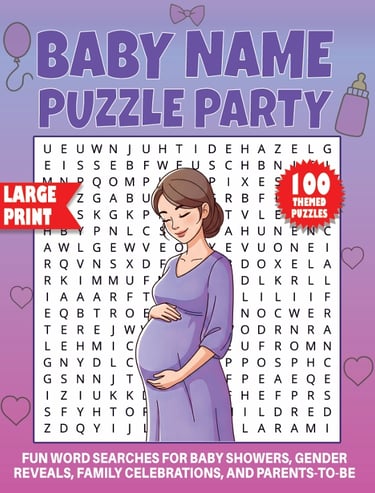 baby name word search book for baby showers gender reveals and family games large print liora onyx cover