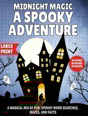 spooky word search adventure midnight magic large print halloween themed puzzle book liora onyx cover