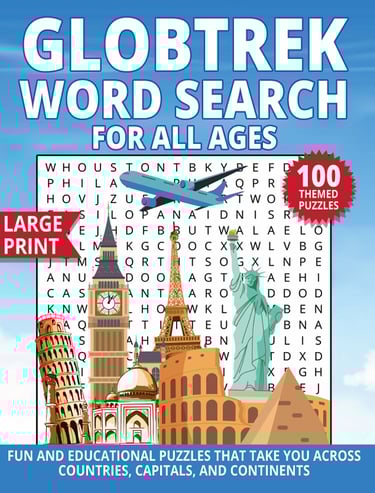 travel word search globtrek capitals and countries large print puzzle book liora onyx cover