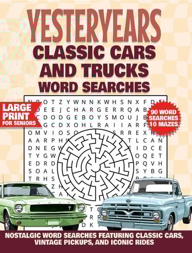 classic cars and trucks word search yesteryears vintage rides large print nostalgic puzzle book liora onyx cover