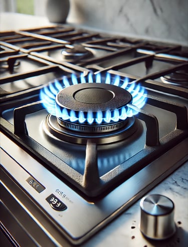 a lit gas burner