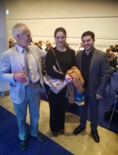 Robin Holloway, Maria Stratigou, and Stathis Chomatsas at Bridgewater Hall