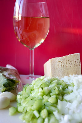 ingredients for white risotto with basil pesto