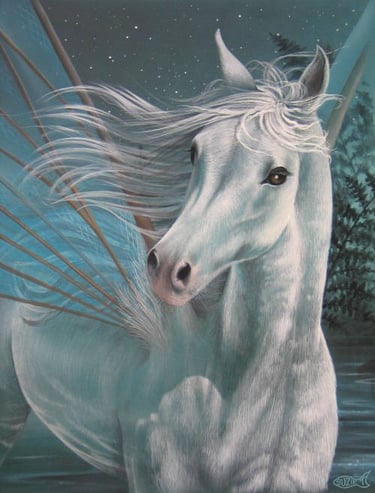 beautiful white fairy horse