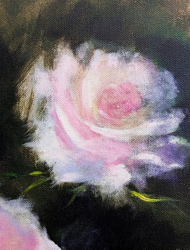Becoming close up of rose dissolving original painting by Geeta Arya