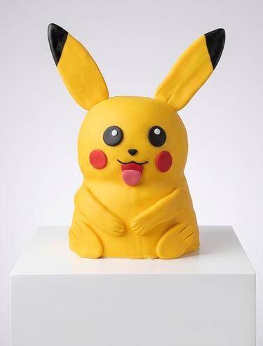 Torta temática inspirada en Pikachu creada por Cocina con Ely, elaborada en formato 3D con modelado 