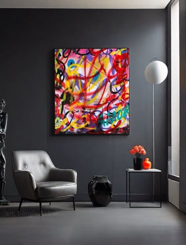 Uma obra de arte moderna com texturas e relevos