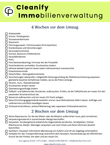 Helpful information  providing tips, insides on relocation Umzug, move out cleaning, process