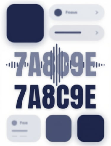 A bold, eye-catching visual of soundwave-inspired typography interacting with a modern app interface design. The aesthetic is futuristic and clean. Palette: #7A8C9E, #2D3A4B.