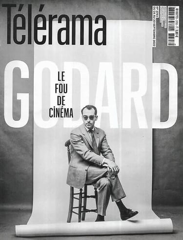 Couverture du Telerama de septembre 2022 avec une photo en noir et blanc de Godard