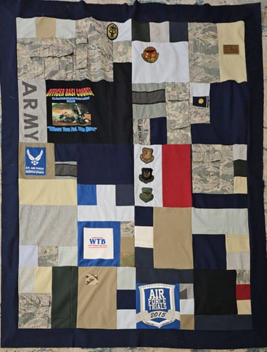 A military uniform quilt top