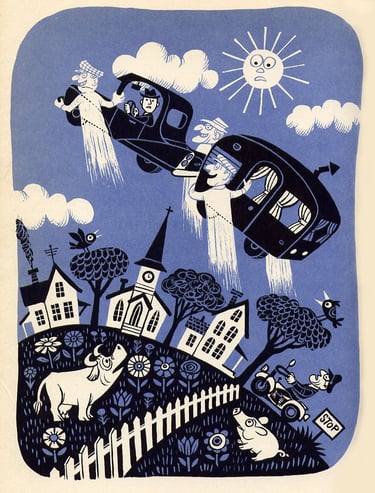 Jim Flora illustration from A Red Skeleton in Your Closet (1965)