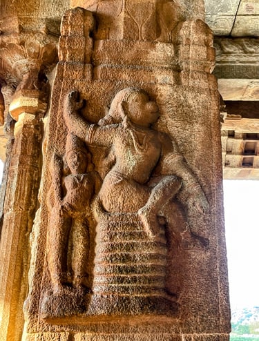 Lord Hanuman on his throne—Hazara Rama Temple’s stone tells the tale of courage in Ravana’s court.