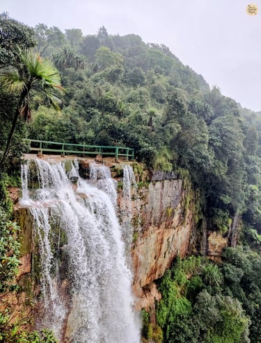 Wahkaba Falls – A Cliffside Cascade Framed by Endless Hills
