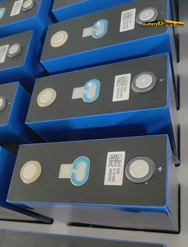 a box of prismatic LiFePO4 battery cells