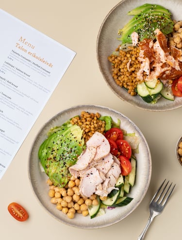 cafe menu and a salat